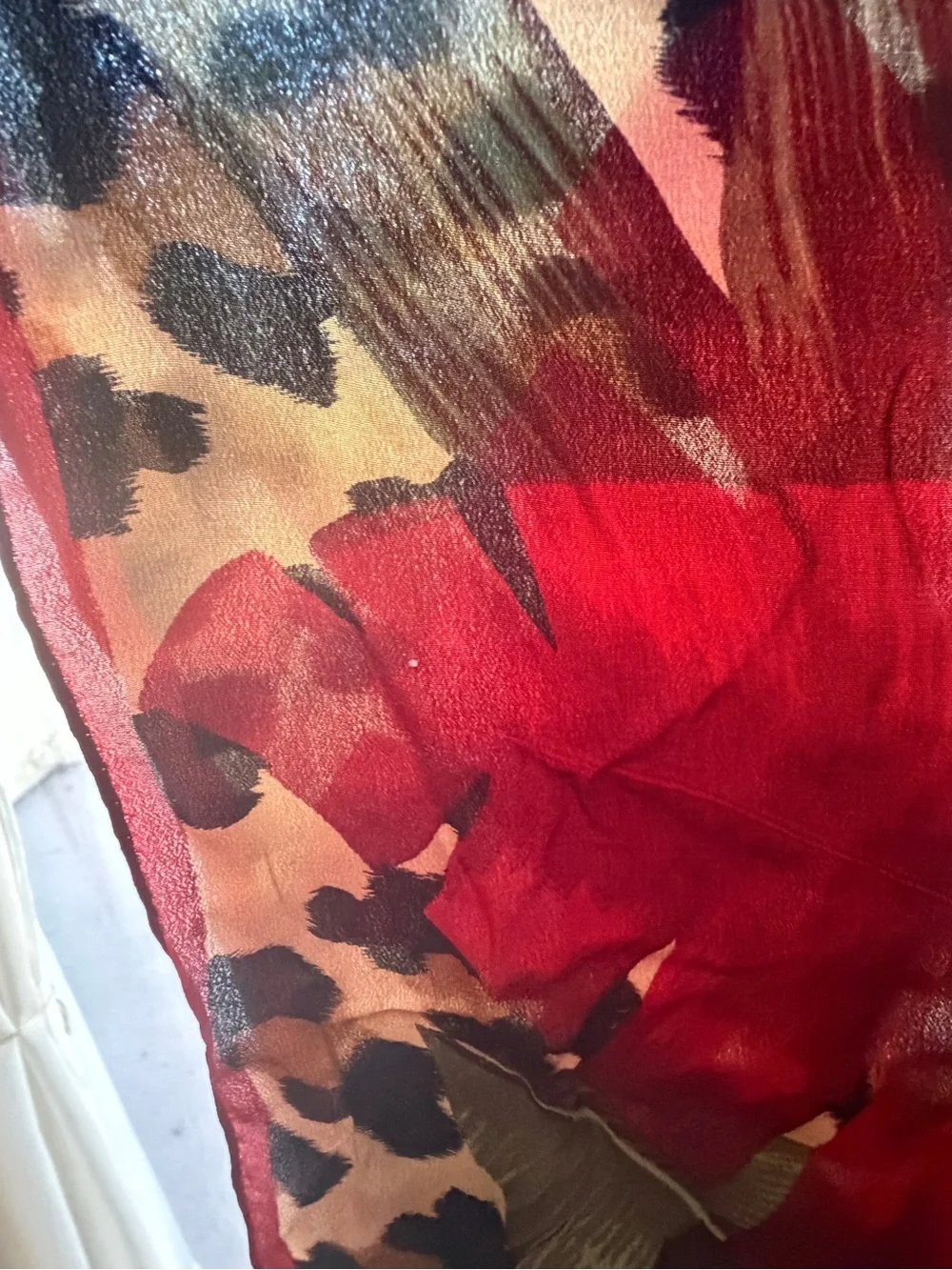 Vintage Liz Claiborne Silk Scarf Mens Ascot Leopard Tropical 30x30 Floral Japan